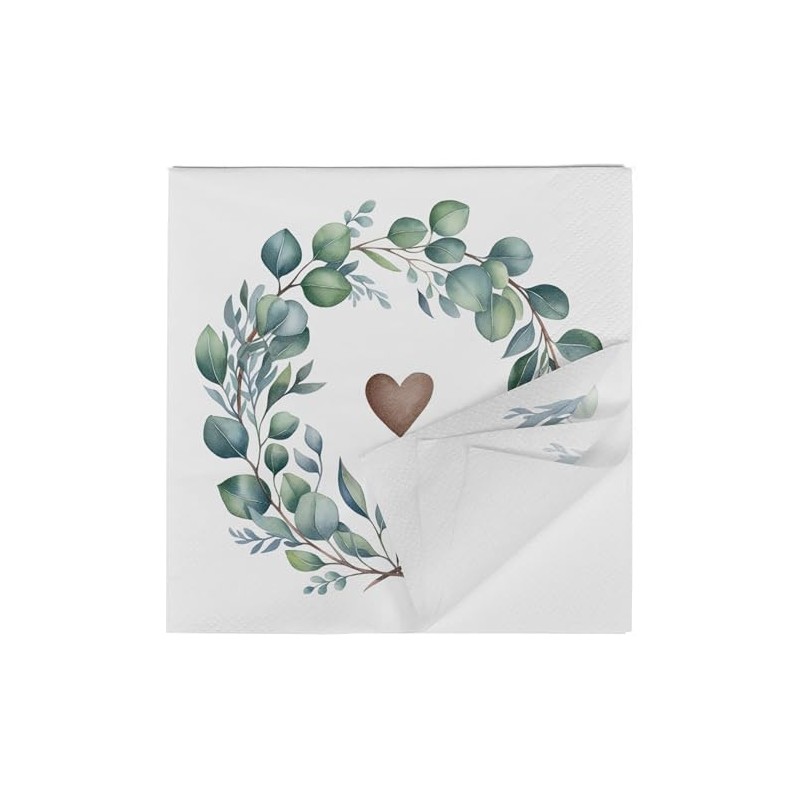 HEKU 100 napkins, 3-ply, 33 x 33 cm, eucalyptus heart,