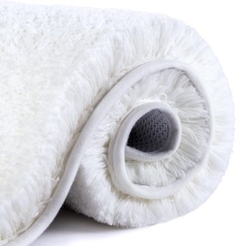 VANZAVANZU Bathroom Rugs Bath Mats for Bathroom Non Slip Ultra Soft Absorbant Bath Mats Microfiber Fluffy Thick Bathroom Rugs Machine Washable (24"x36", White)