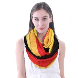 Lina & Lily Flag Print Women's Infinity Scarf Lightweight (German Flag, Black Red Gold)