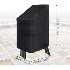 Garden Chair Cover, 210D Oxford Garden Stacking Chair Covers, Waterproof Patio Chair Covers for Outdoor High Back Chair Covers(65 x 65 x 120 cm)