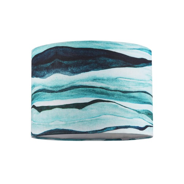 Sea Waves Drum Lamp Shade in Teal Duck Egg and