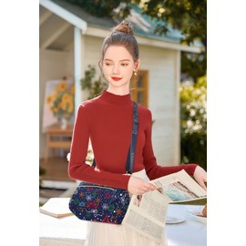 FORRICA Women's Crossbody Bag Multi-functional Popular Printed Shoulder Bag Lightweight Nylon Messenger Bag with Multiple Pockets, Snow Flower