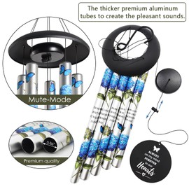 Blue Hydrangea Wind Chimes for Outside,Memorial Wind Chimes for Loss of Loved One Mother Father,Memorial Gifts,Sympathy Gift Baskets & Bereavement Gift idea,Wind Chime in Memory of a Loved One Mom