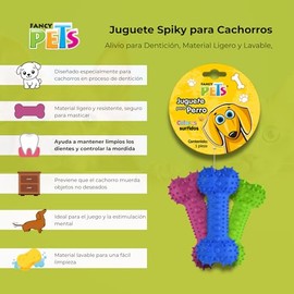 Fancy Pets Juguete Spiky para Cachorros - Alivio para Dentición, Material Ligero y Lavable, Colores Surtidos, 1 Pieza                                 