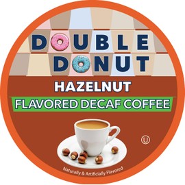 Double Donut Flavored Decaf Coffee, Decaf Hazelnut Coffee, Decaf Coffee Pods for Keurig K Cups Machines, Medium Roast, 80 Count (Pack of 1)