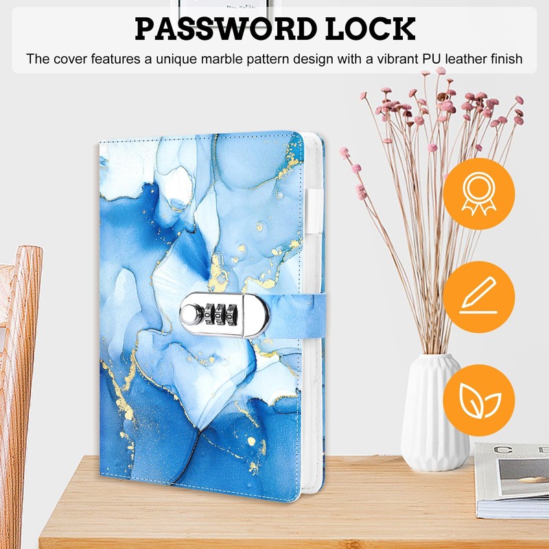 WHENZOO Diary with Lock, A5 PU Leather Journal with Lock