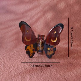 White Spotted Butterfly Hair Clips,Acetate Hair Clip,Star Butterfly Claw Clips for Women,Brown
