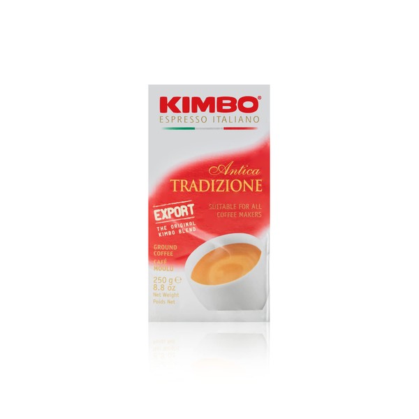 Kimbo Antica Tradizione Ground Coffee - Blended and Roasted in Italy - Extra Dark Roast with a Neapolitan Tradition of Mellow Flavor - 8.8 oz Brick