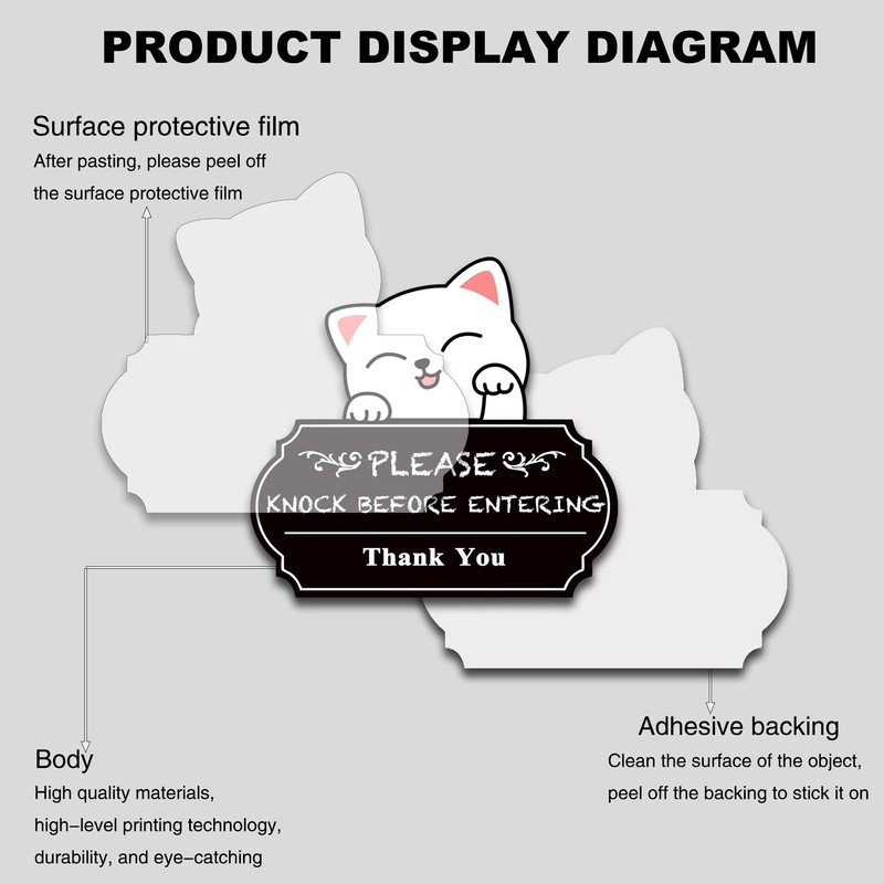 Please Knock Sign for Door, UV Resistant Self Adhesive Vinyl