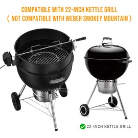 Charkettle Rotisserie Ring Kit for Weber 22-Inch Kettle Charcoal and Other Similar Size Grills, Black Coated Steel BBQ Grill Rotisserie Kit Replacement for Weber 2290