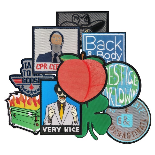 HWQVA 10 Pcs Funny Patches with Hook & Loop -