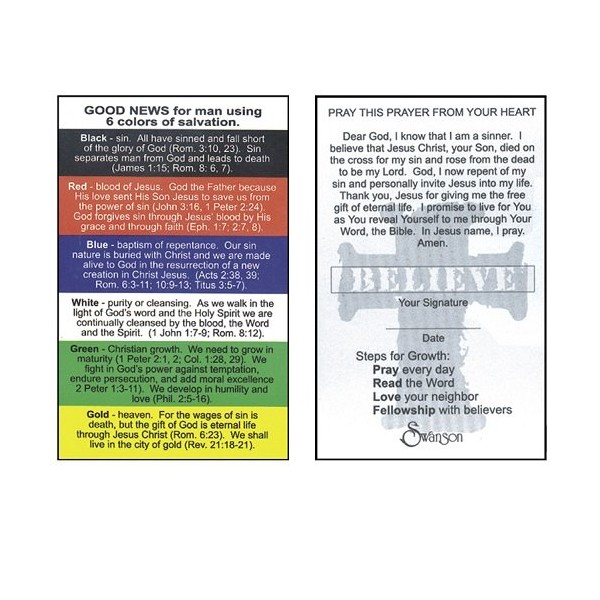 Swanson Christian Products Pocket Cards - Plan of Salvation - Wallet Prayer Cards for Men, Women, Teens