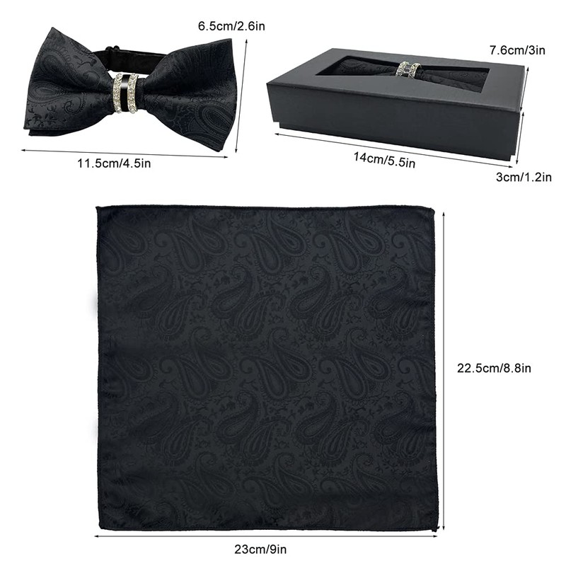SwirlColor Bow Ties For Men Pre Tied Black Bow Tie