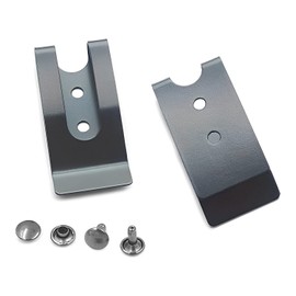 Bluemoona 4 Sets - Metal 54x25mm Holster Sheath Belt Clip Clasp Spring Buckle Hook Double Holes Black, Black