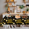 EVYIENEN 2 Pack 60th Birthday Tablecloth,Disposable Black Gold Plastic Waterproof