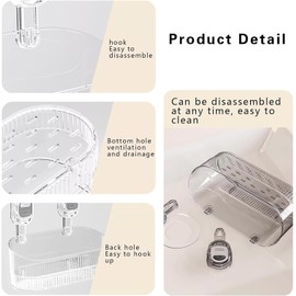 SonoYU Vacuum Shower Caddy Suction Cup Shelf,2025 New No-Drilling Removable Waterproof Bathroom Organizer Rack, Hanging Wall Shower Organizer for Shampoo Conditioner Razors Soap (Transparent Gold)