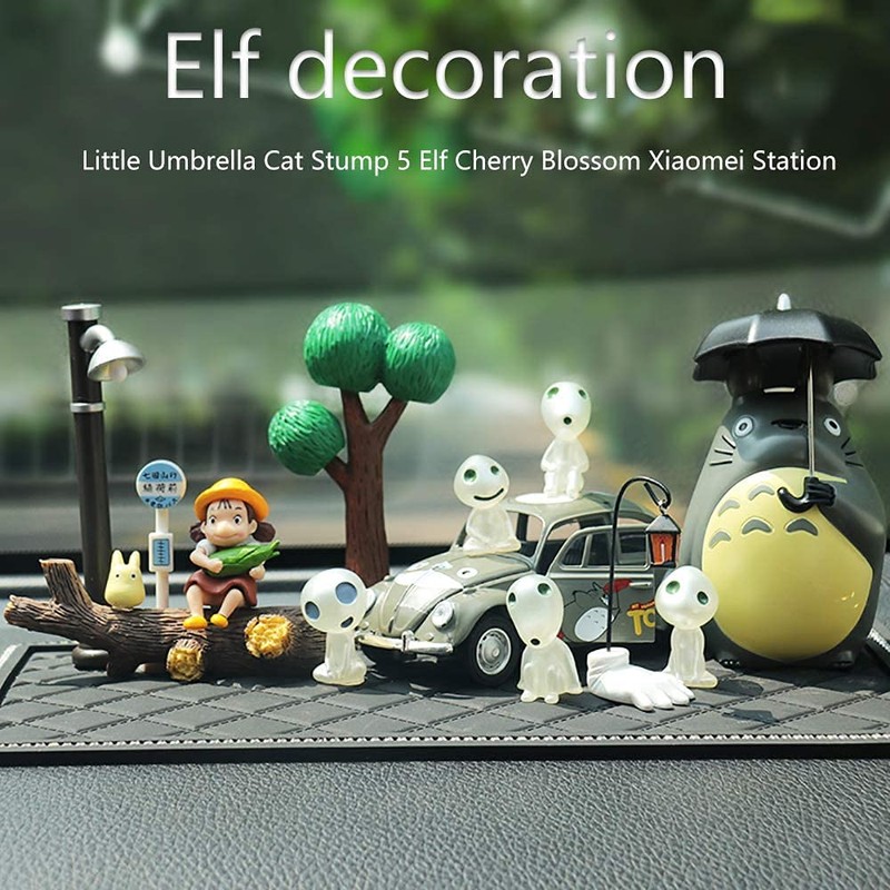 BLUWTE 10pcs Garden Statue Accessories,Princess Mononoke Luminous Tree Elves,Glow in