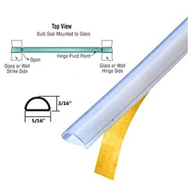 Gordon Glass® Shower Door Translucent Silicone Bulb Seal with Pre-Applied Tape for 3/16" Gap - 95 in Long - Pack of 3