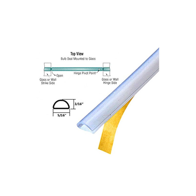 Gordon Glass® Shower Door Translucent Silicone Bulb Seal with Pre-Applied