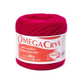 OMEGACRYL [40grs] by Omega - 3-Thread Yarn Ideal for Embroidery, Knitting and Crafts - Color 46-Raspberry Pink 49
