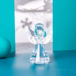 LONGSHENG 3.1” Crystal Angel Figurine Ornaments Glass Art Crafts Christmas Collecible Gift for Home and Office Christmas Festivals Decor