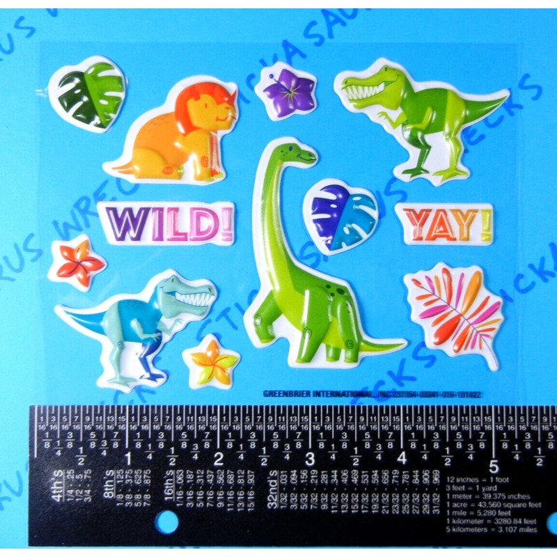 Unbranded Dinosaurs Small Puffy Stickers Sheet