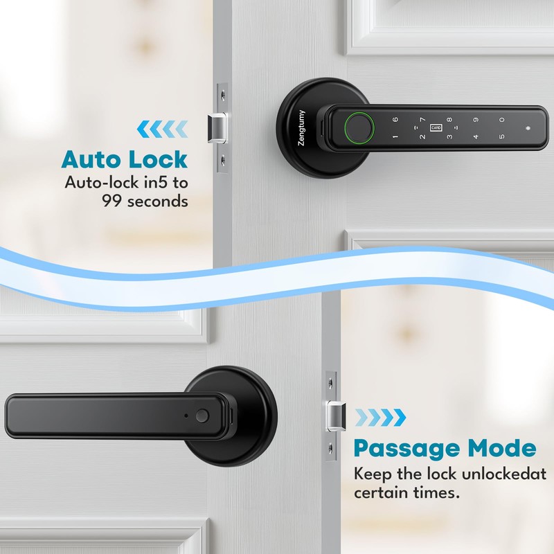 Zengtumy Fingerprint Door Lock, Door Locks for Bedrooms, Biometric Door