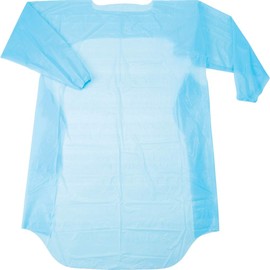 TRUSCO TAPEL-B PE Disposable Apron with Sleeves, One Size Fits Most, Blue (Pack of 10)