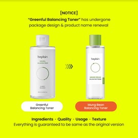 beplain Facial Toner, Pore-Refining, Mung Bean Balancing Toner, Korean Beauty Skincare by Be Plain 200 mL