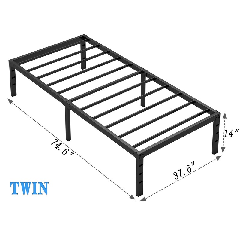 NEW JETO Metal Bed Frame,Twin Size Bed Frame with Storage