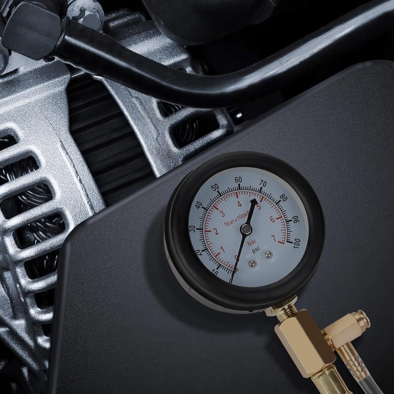 Hromee Fuel Pressure Test Kit 0-100PSI with 9.49,7.89,6.30 Fuel Line