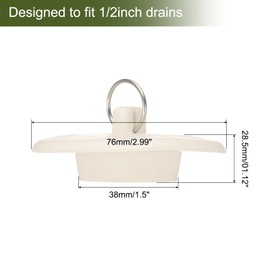 sourcing map 2Pcs Drain Stoppers, Rubber Bathtub Stopper Sink Plugs Caps with Hanging Ring for Bathtub Kitchen Bathroom (White - 1-1/2")