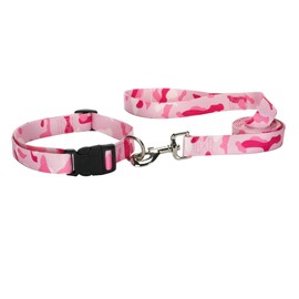 Camo Dog Collars and Leads Pink or Green Choose Size Color or Make Matching Sets (18 to 26 Inch Pink Collar)