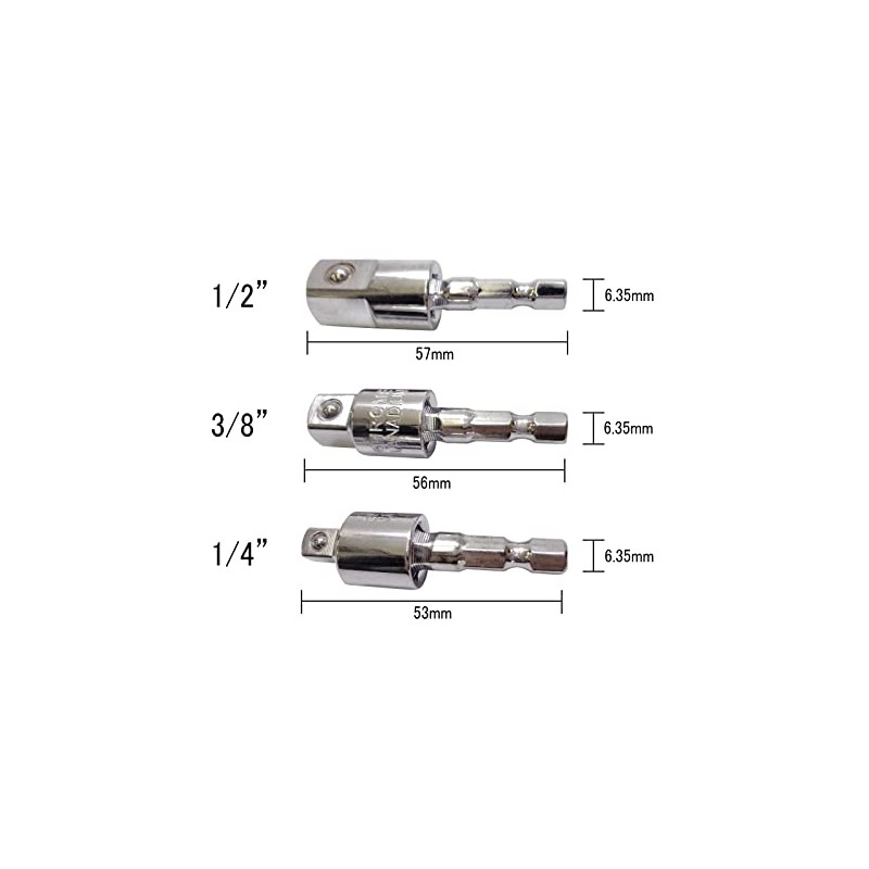 Universal Joint Oscillating Socket Adapter Set, Insertion Angle, 1/2, 3/8,