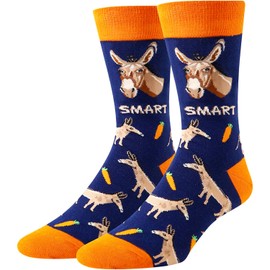 HAPPYPOP Men Funny Donkey Socks Silly Crazy Farm Animal Socks Smart Ass Socks Carrot Socks, Novelty Donkey Gifts Weird Gifts
