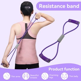 8 Shaped Resistance Band, Figure 8 Resistance Band, Exercise Band for Back, Fitness Elastic Rope for Arm, Shoulder, Leg Stretching, Yoga, Pilates Gym Fitness Pulling Rope Muscle Training