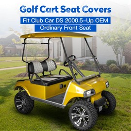 NOKINS Golf Cart Club Car DS 2000.5-Up Diamond Seat Covers Kit, Fits Club Car DS OEM Ordinary Front Seat Cushion, Golf Cart Vinyl Seat Cover, No Nails Required (Oyster Gray and Black)