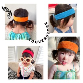 COUVER Baby Infant Sky Blue Terry Solid Color Headband/Terry Cloth Head Band - 4 Pieces