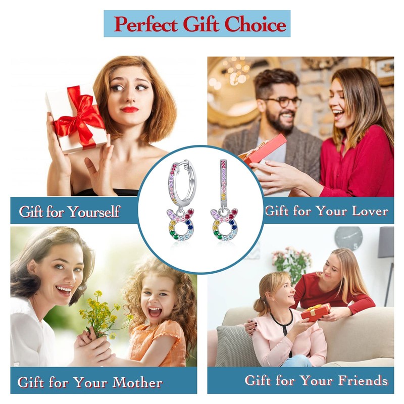 Zodiac Sign Earrings with Colourful Zrkonia - Qings Women's Girls