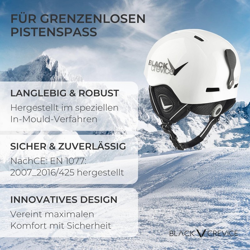 Black Crevice Children's Ski Helmet, 52-54 cm