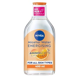 NIVEA Limpiador facial energizante de agua micelar con vitamina C y complejo de aminoácidos, eliminación de maquillaje suave y líquido de limpieza fac