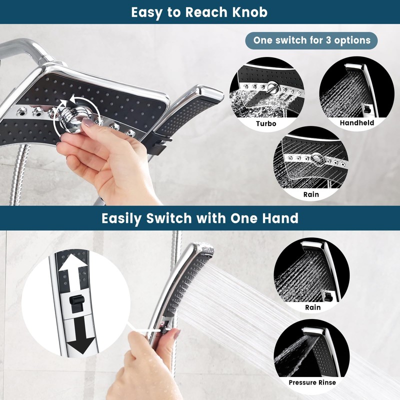 BRIGHT SHOWERS High Pressure Dual Shower Head Combo, Handheld Showerhead