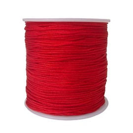 Cordón de nailon de 0,8 mm, hilo de moldura para nudos chinos, collares, fabricación de joyas, macramé, cuentas, pulseras, 110 yardas (rojo)