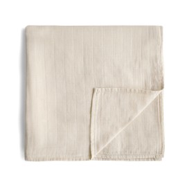 mushie Muslin Baby Swaddle Blanket | 100% Organic Cotton (Fog)