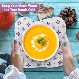 Bowl Holders For Hot Food - Hot Bowl Cozy Holder For Soup Bowls with 4 Raised Edges, 4 Microwave Bowl Holders for Hot Food, Heat Resistant & Reusable Microwave Cool Caddy, Reusable Soup Bowl Cozy