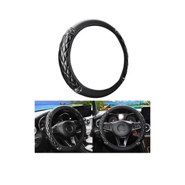 TNAIYH Bling Car Steering Wheel Cover, 14.5-15inch Sheepskin Crystal Rhinestones Elastic Vehicle Steering Wheel Protector, Auto Interior Accessories, Universal for SUV Sedan Truck (Black)