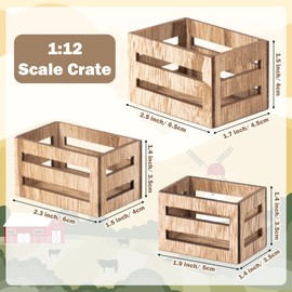 CPicdn Miniature Vintage Rustic Farmhouse Crate - Retro Mini Farmhouse Micro Scene Decor Wooden Crate Basket Tiered Tray Decor for Fairy Garden Shelf Displays Accessories Table Decoration