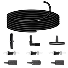 Saricho Aquarium air Pump Accessories Set-9.84/26.25/101.71 feet Aquarium Airline tubing Hose,Check valves,air Stones and connectors of I,L,T Shape (9.84 feet Hose 3 Stone 3 Check Valve 3 Connector)