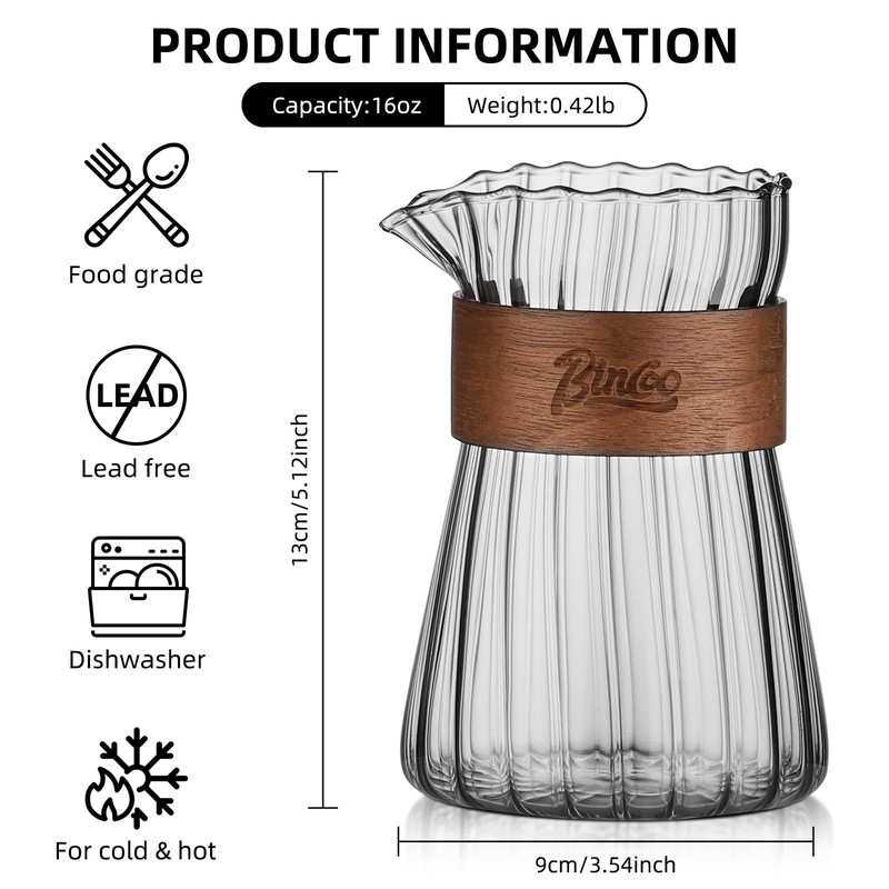 Small Glass Coffee Server 16oz - Glass Pour Over Coffee