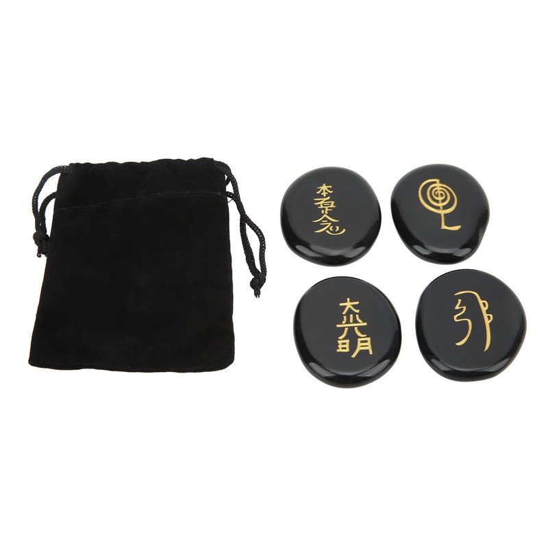 4Pcs Reiki Symbols Stones Smoother Surfaces Engraved Reiki Stones for